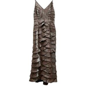 Adrianna Papell‎ Ruched Metallic Gown Dress Size 8 Mermaid Retro Glam Fairy Goth